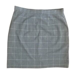 Ann Taylor Gray White Plaid Linen Blend Skirt